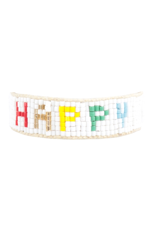 S1-8-5-FBA211WHMLT - HAPPY SEED BEADS PULL TIE BRACELET-MULTICOLOR/1PC