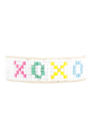 S1-8-5-FBA213WHMLT - XOXO SEED BEADS PULL TIE BRACELET-MULTICOLOR/1PC