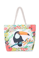 S29-7-5-FC0065-2 - BIRD FLORAL TOTE BAG-MULTICOLOR 2/1PC