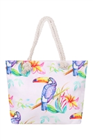 S29-7-5-FC0065-5 - BIRD FLORAL TOTE BAG-MULTICOLOR 5/1PC