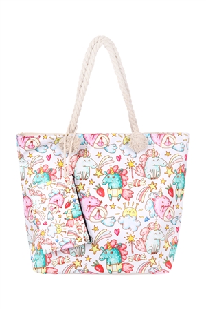 S29-9-5-FC0074-3 - UNICORN DIGITAL PRINTED TOTE BAG W/ MATCHING WALLET/6PCS