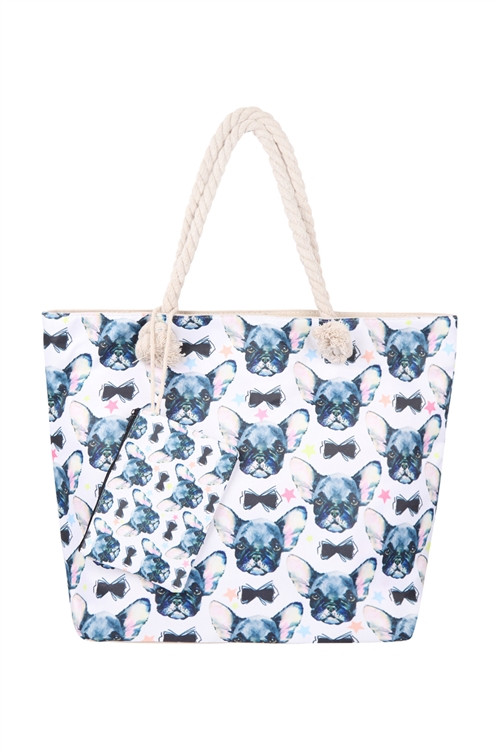 S28-9-3-FC0075-2 - CUTE ANIMAL DIGITAL PRINTEND TOTE BAG W/ MATCHING WALLET/6PCS