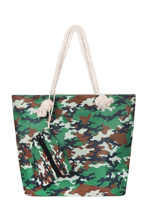 S29-1-3-FC0076-1 - FASHIONABLE CAMOUFLAGE DIGITAL PRINTED TOTE BAG W/ MATCHING WALLET/1PC