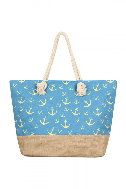 S28-9-5-FC0079-2 ANCHOR PRINT TOTE BAG-BLUE/1PC