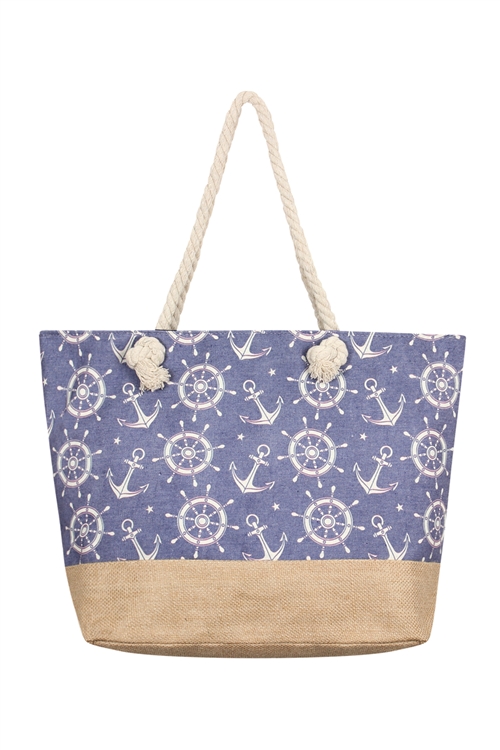 S28-8-5-FC0079-3-ANCHOR PRINT TOTE BAG-NAVY/1PC