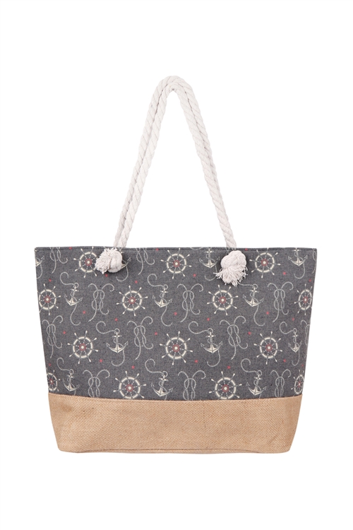 S28-9-5-FC0079-4-ANCHOR PRINT TOTE BAG-BLACK/1PC