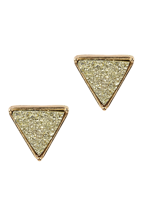 A2-5-3-FE1920GDGD-DRUZY TRIANGLE POST EARRINGS-GOLD/6PCS