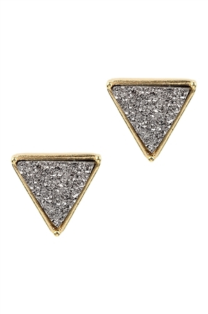 A2-5-3-FE1920GDHM-1 - DRUZY TRIANGLE POST EARRINGS - HEMATITE/1PC