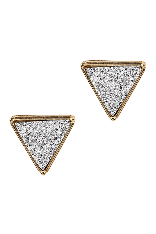 A2-5-3-FE1920GDRD-DRUZY TRIANGLE POST EARRINGS-SILVER/6PCS