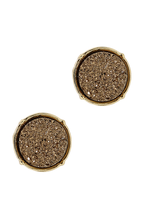 A2-3-1-FE1921GDBRN - DRUZY ROUND POST EARRINGS - BROWN/1PC
