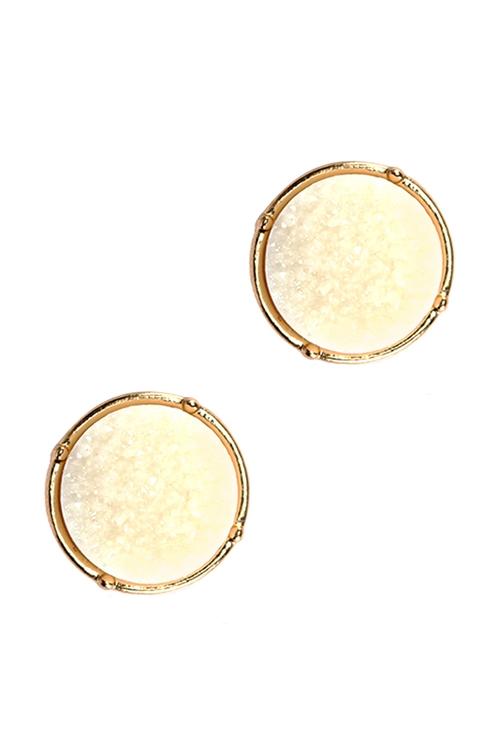 A2-3-1-FE1921GDIVY - DRUZY ROUND POST EARRINGS - IVORY/1PC