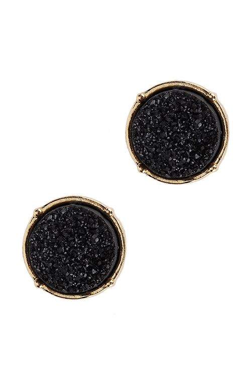 A2-3-1-FE1921GDJT - DRUZY  ROUND POST EARRINGS - BLACK/1PC