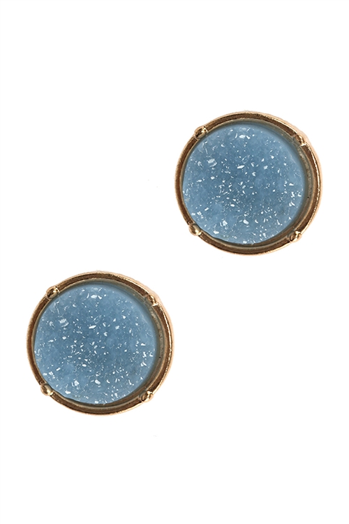 A2-3-1-FE1921GDLBL - DRUZY ROUND POST EARRINGS - BLUE/1PC
