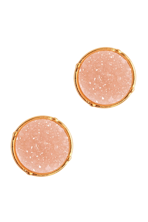 A2-3-2-FE1921GDPN2 - DRUZY POST ROUND EARRINGS - PEACH 2/1PC