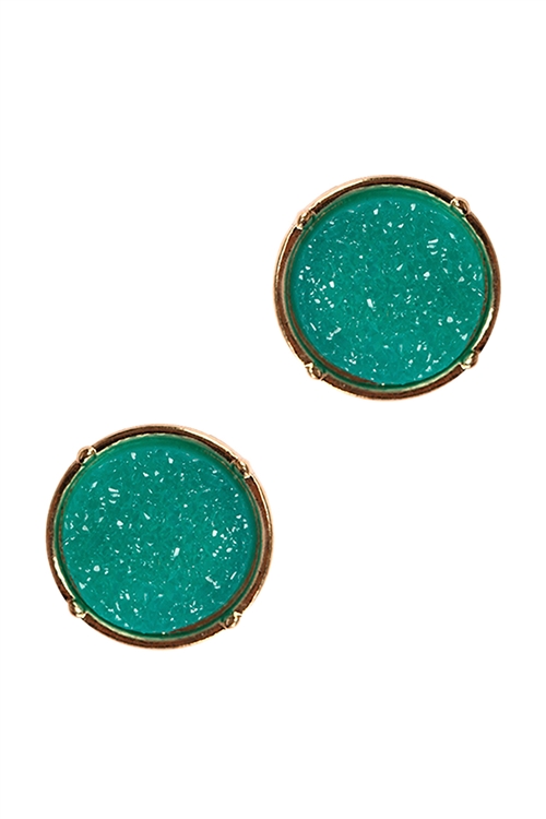 A2-3-1-FE1921GDTLG - DRUZY ROUND POST EARRINGS - TEAL/1PC