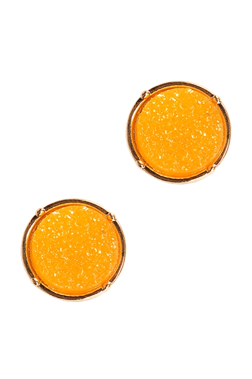 A2-3-2-FE1921GDYEW - DRUZY POST ROUND EARRINGS - YELLOW/1PC