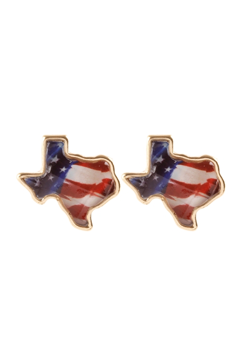 S5-5-4-FE5727GDMLT - TEXAS EPOXY METAL PATRIOT EARRING-USA/1PC