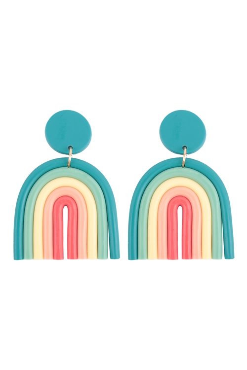 SA4-2-2-FE6192GDML2 - RAINBOW DROP POST EARRINGS - MATTE GOLD MULTICOLOR 2/6PCS