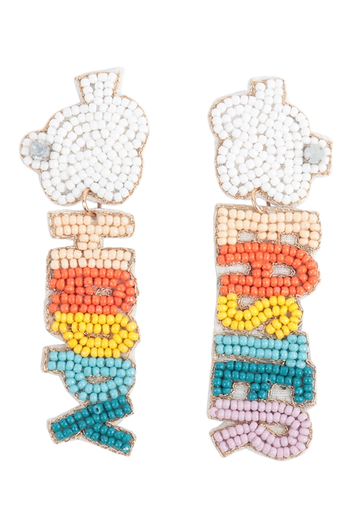 A2-4-4-FEA635GDMLT - HAPPY EASTER SEED BEAD DROP EARRINGS-MULTICOLOR/1PC