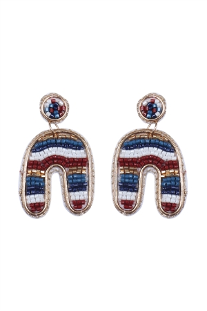 S7-5-2-FEA651GDDMT - COLOR BLOCK U ARCH SHAPE SEED BEAD EARRINGS-DARK MULTICOLOR/1PC (NOW $2.75 ONLY!)