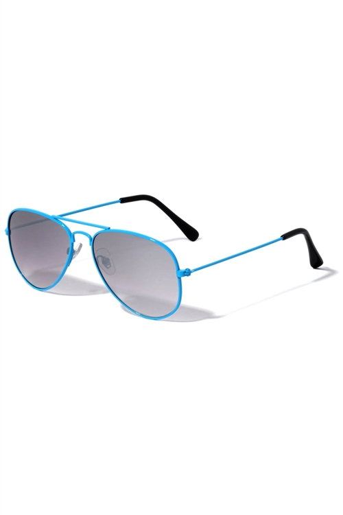 S40-1-1-K6258 - KIDS AVIATORS COLOR FRAME WHOLESALE BULK SUNGLASSES/12PCS