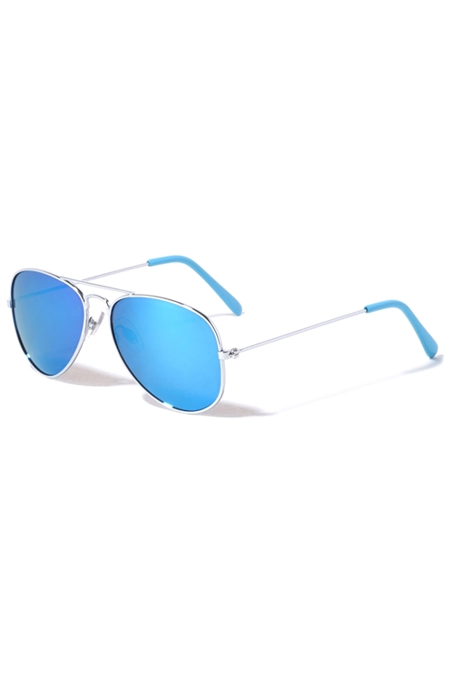 S40-1-1-K6258-CM - KIDS AVIATORS COLOR MIRROR LENS SUNGLASSES WHOLESALE/12PCS