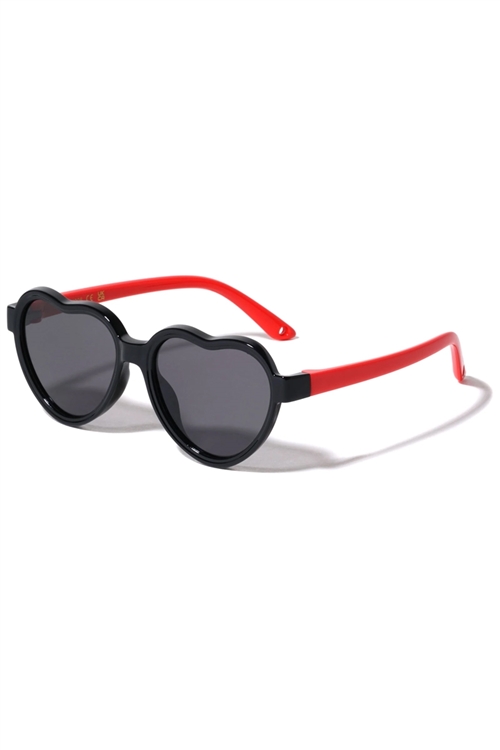 S40-1-1-K906-POL - POLARIZED FLEXIBLE KIDS RETRO HEART DUOTONE FRAME WHOLESALE SUNGLASSES/12PCS