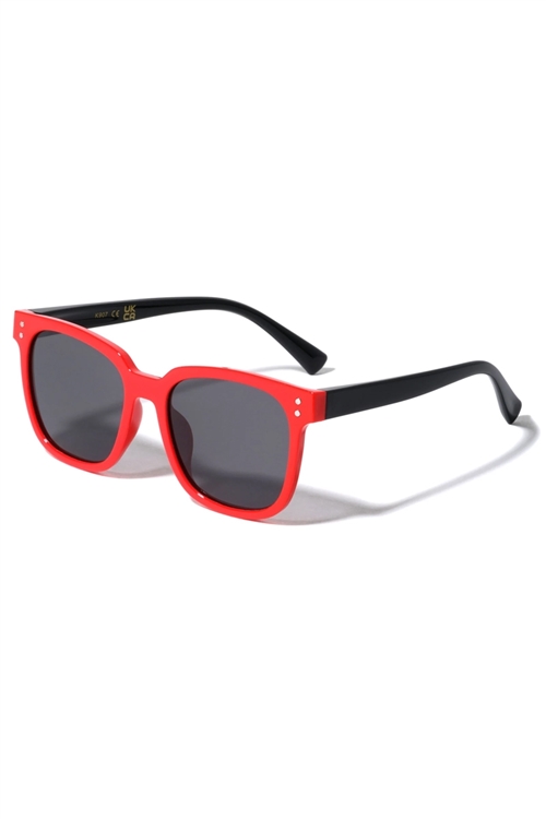 S40-1-1-K907-POL - POLARIZED FLEXIBLE KIDS RETRO SQUARE DUOTONE FRAME WHOLESALE SUNGLASSES/12PCS