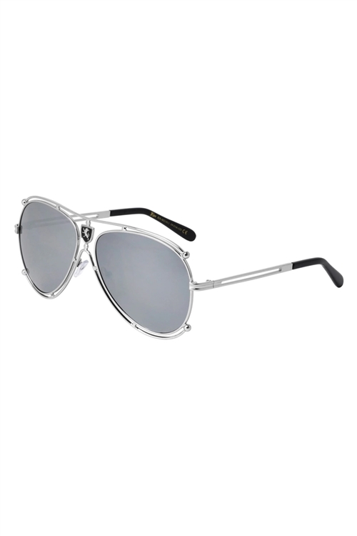 S40-1-1-KN-M21011 - KHAN CUT OUT METAL FRAME AVIATORS WHOLESALE SUNGLASSES/12PCS