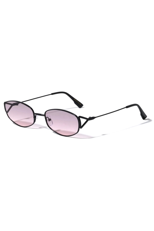 S40-1-1-M10914 - TRIANGULAR HINGE THIN FRAME RETRO OVAL WHOLESALE SUNGLASSES/12PCS