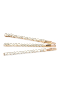 S5-5-2-FH0053GDCRM - 15 PIECES GLASS PEARL HAIR PIN-GOLD CREAM/1 SET