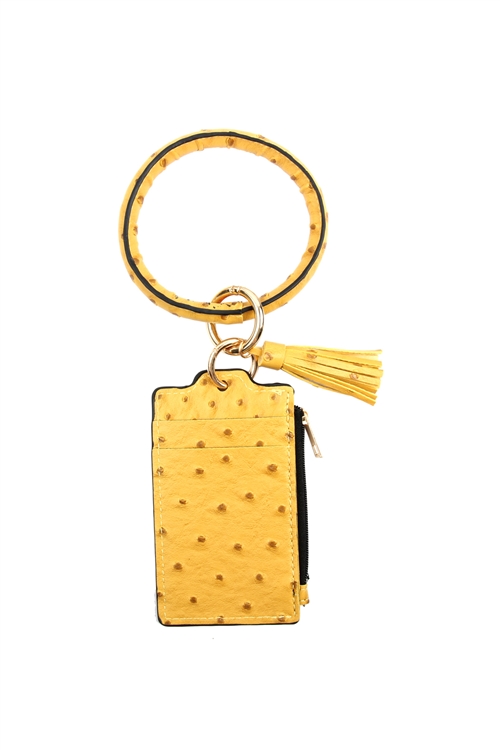 S21-4-3-FK0184GDYEW  - OSTRICH ID CARD KEYCHAIN - YELLOW/6PCS