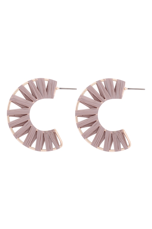 S1-6-3-GSE2186LGY - C SHAPE WRAP EARRINGS - LIGHT GRAY/6PCS