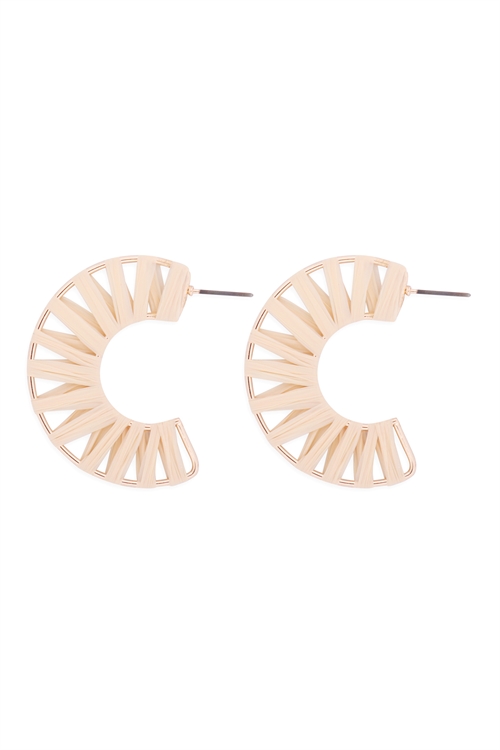 S1-6-3-GSE2186SBEG - C SHAPE WRAP EARRINGS - BEIGE/6PCS