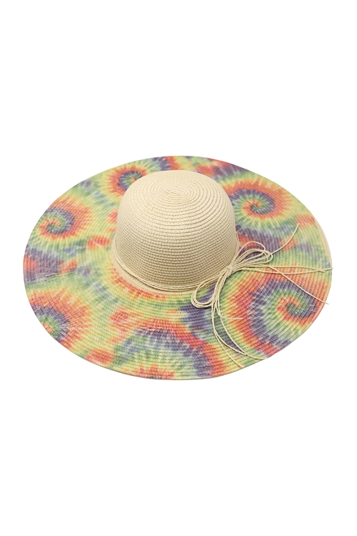 S29-7-2-H3018BEIGE - DYE PRINT WOMEN'S SUMMER HAT /6PCS