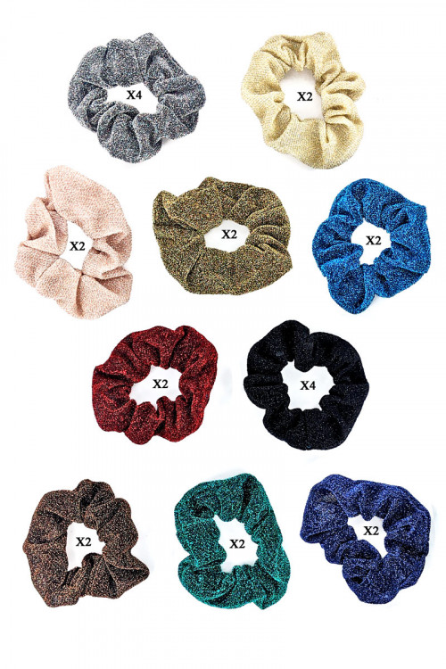 S1-2-5-LBH309 ASSORTED SHIMMER SCRUNCHIES/24PCS