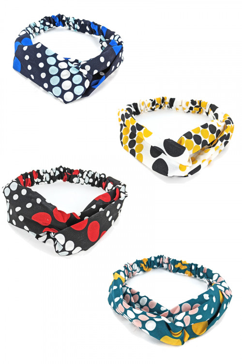 S1-4-1-LBH357 POLKA DOT MULTI COLOR FASHION HEADBANDS/12PCS