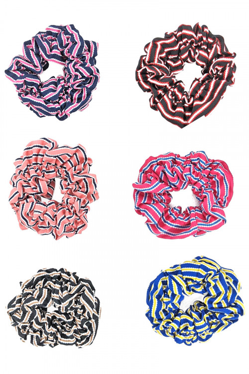 S1-2-5-LBH434 MULTI COLOR STRIPED SCRUNCHIES/12PCS