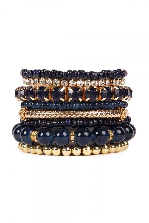 S24-1-1-HDB1286NV NAVY MULTICOLOR STRETCH BRACELET/6PCS