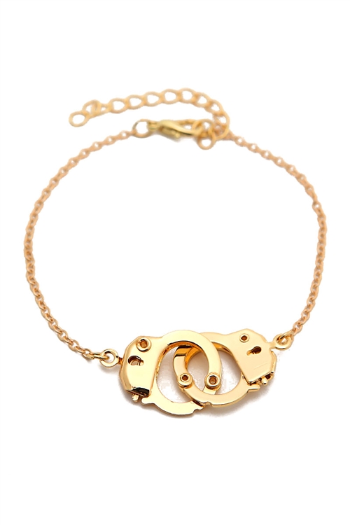 A1-3-1-HDB1313BG GOLD HANDCUFF CHARM BRACELET/6PCS