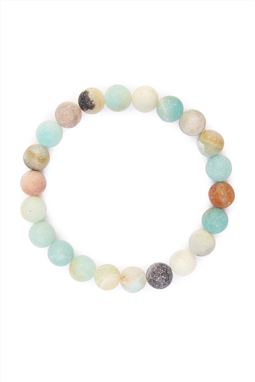 S23-6-1-HDB1738 MULTICOLOR 8mm NATURAL BEAD STRETCH BRACELET/6PCS