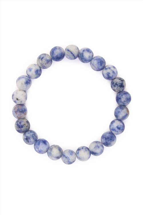 S23-3-1-HDB1739 BLUE 8mm NATURAL BEAD STRETCH BRACELET/6PCS