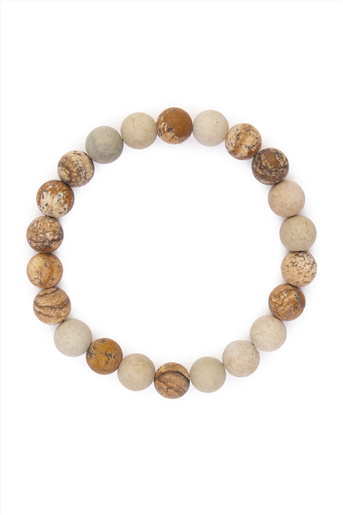 S23-6-1-HDB1740-83147LCT LCT Brown 8mm NATURAL BEAD STRETCH BRACELET/6PCS