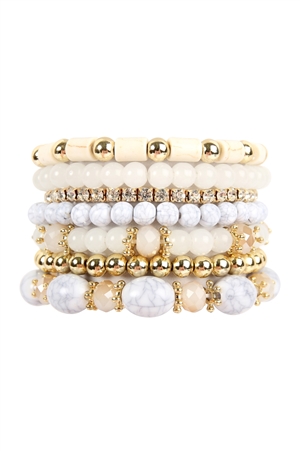 S24-2-1-HDB1802NA NATURAL MULTIBEAD STACKABLE BRACELET/6PCS