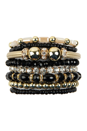 S22-4-1-HDB1940BK BLACK MULTI LINE BRACELET/6PCS