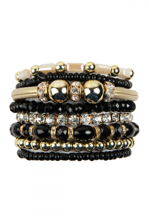 S22-4-1-HDB1940BK BLACK MULTI LINE BRACELET/6PCS