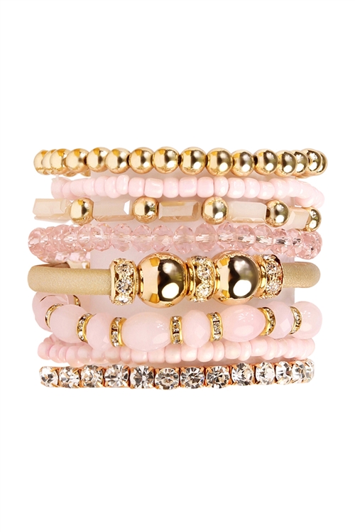 S4-4-5-HDB1940LPK LIGHT PINK MULTI LINE BRACELET/6PCS