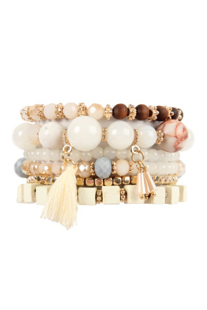 SA3-1-1-HDB2056NA NATURAL CHARM STACK BRACELET/6PCS