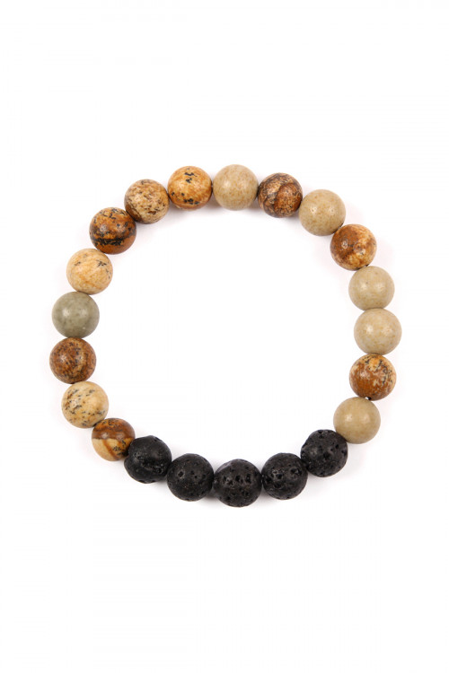 SA4-2-4-HDB2208LCT LIGHT BROWN 8MM NATURAL STONE STRETCH BRACELET/6PCS