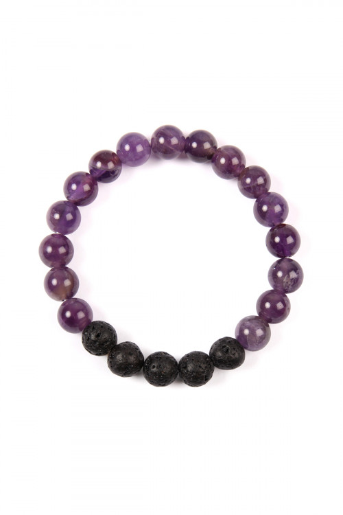 SA4-2-4-HDB2208PU PURPLE 8MM NATURAL STONE STRETCH BRACELET/6PCS